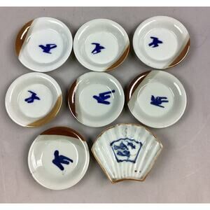 Set Of 7 Vintage Chinese Hand Painted Porcelain Dishes/Bowls
